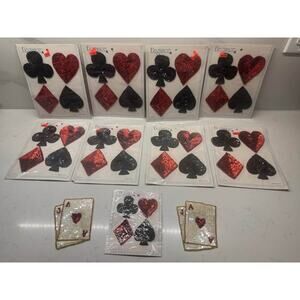 Elegance Sequin Appliqué Patches Pins Playing Cards Club Diamond Heart Spade Lot